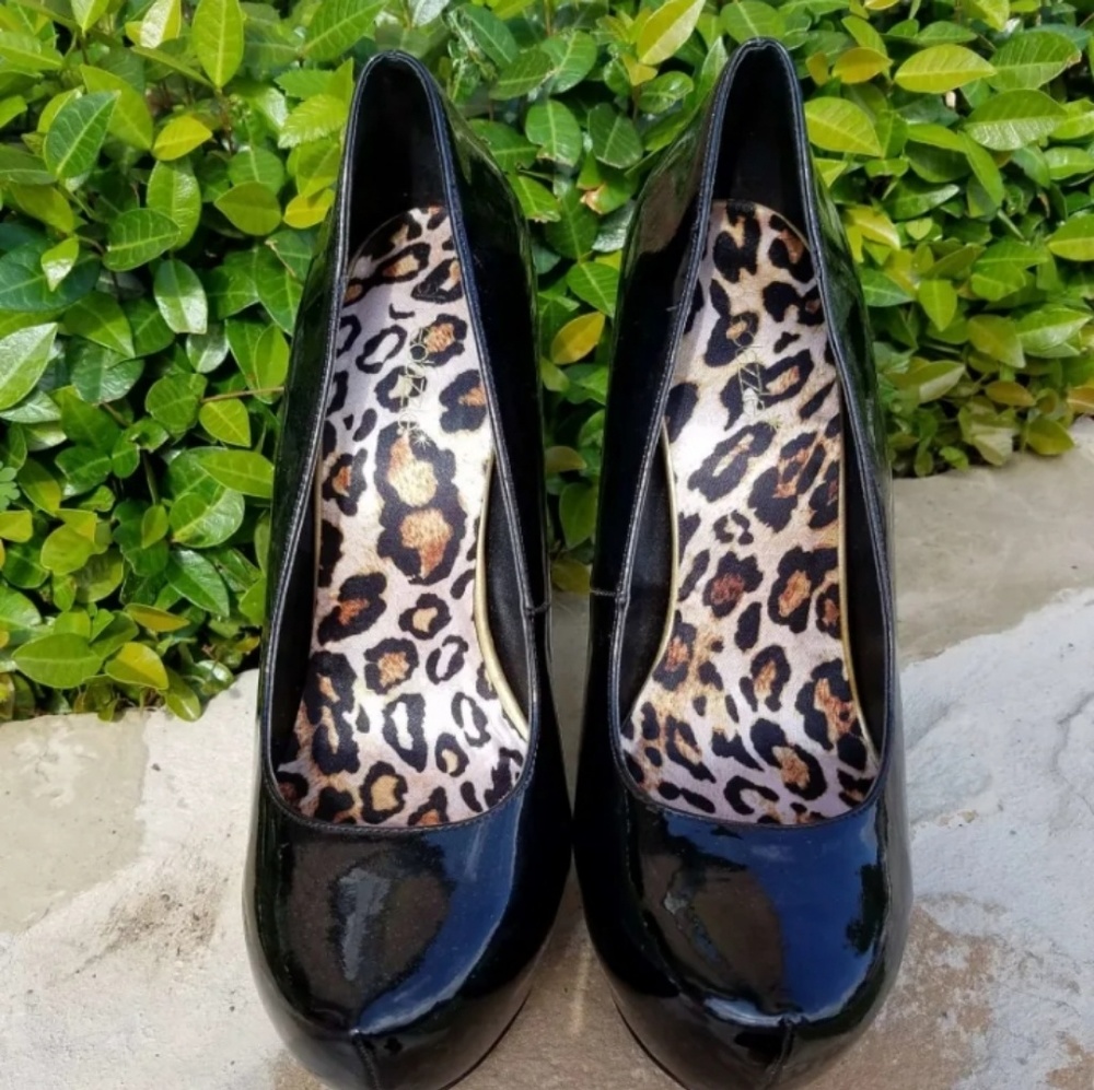 Black Patent Leather Platform Heels